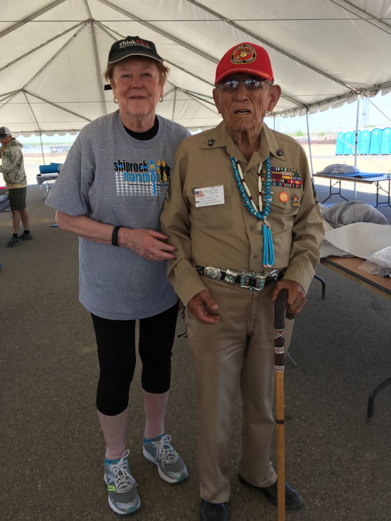 Barbara Crowell Roy, Eve's Fund president with John Kinsel, Sr. Navajo code talker