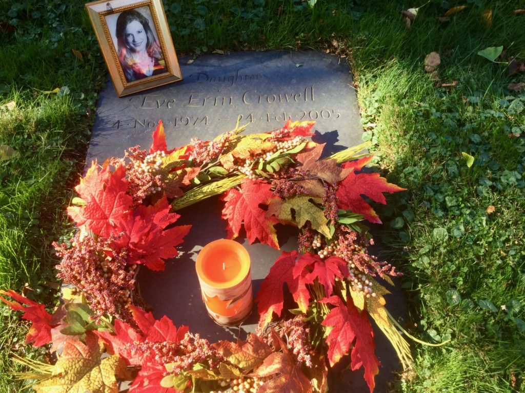 Eve Erin Crowell's gravesite on her 45th birthday