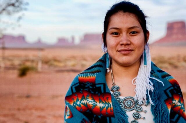 Navajo woman celebrating Indigenous People's Day