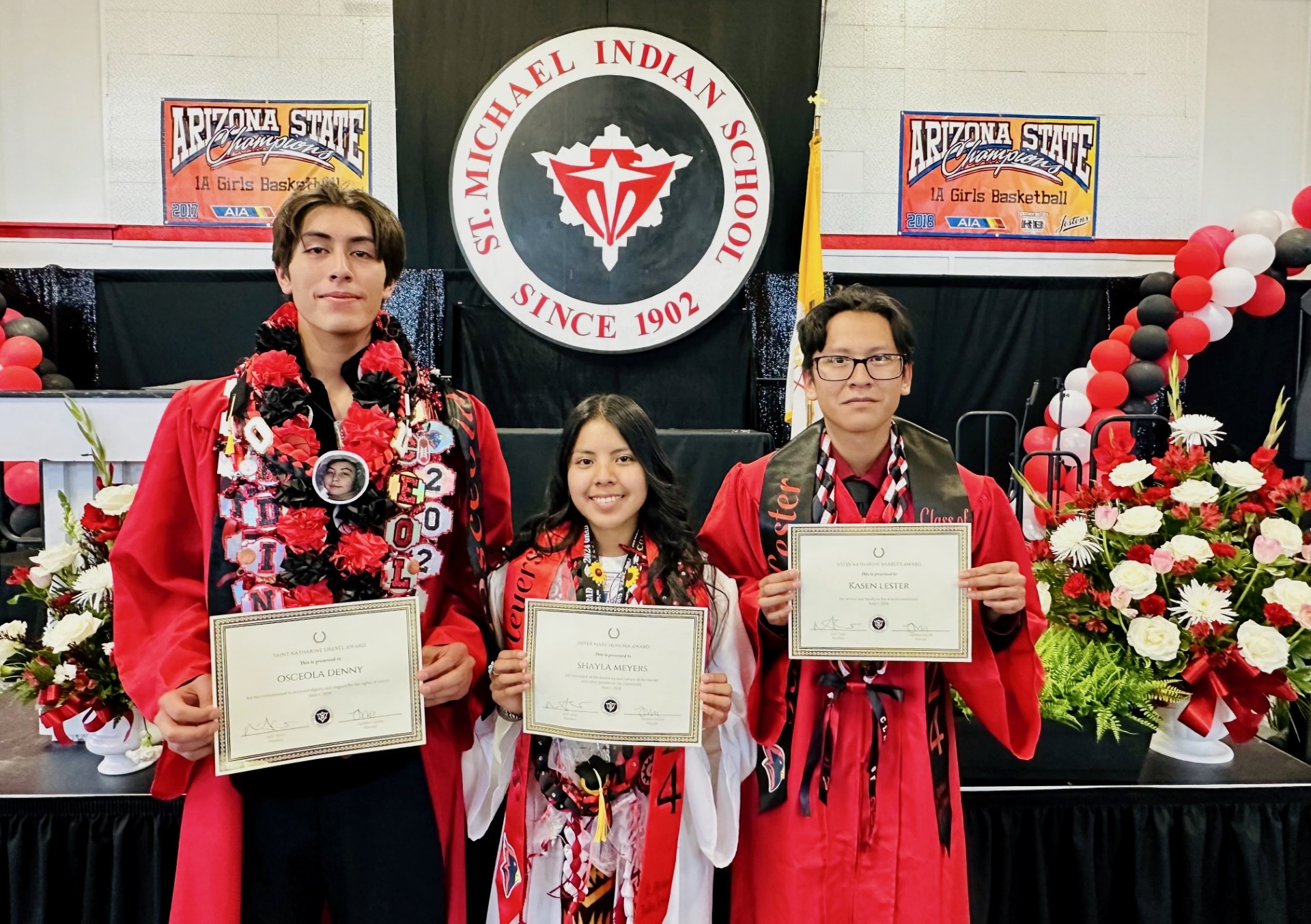 The St. Michael Indian School graduates who received scholarship awards sponsored by Eve's Fund for Native American Health Initiatives. 