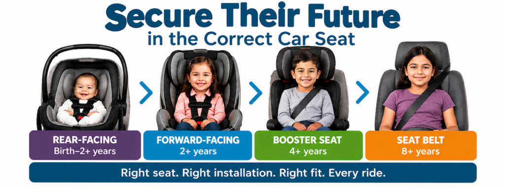 Different size car seats for different ages